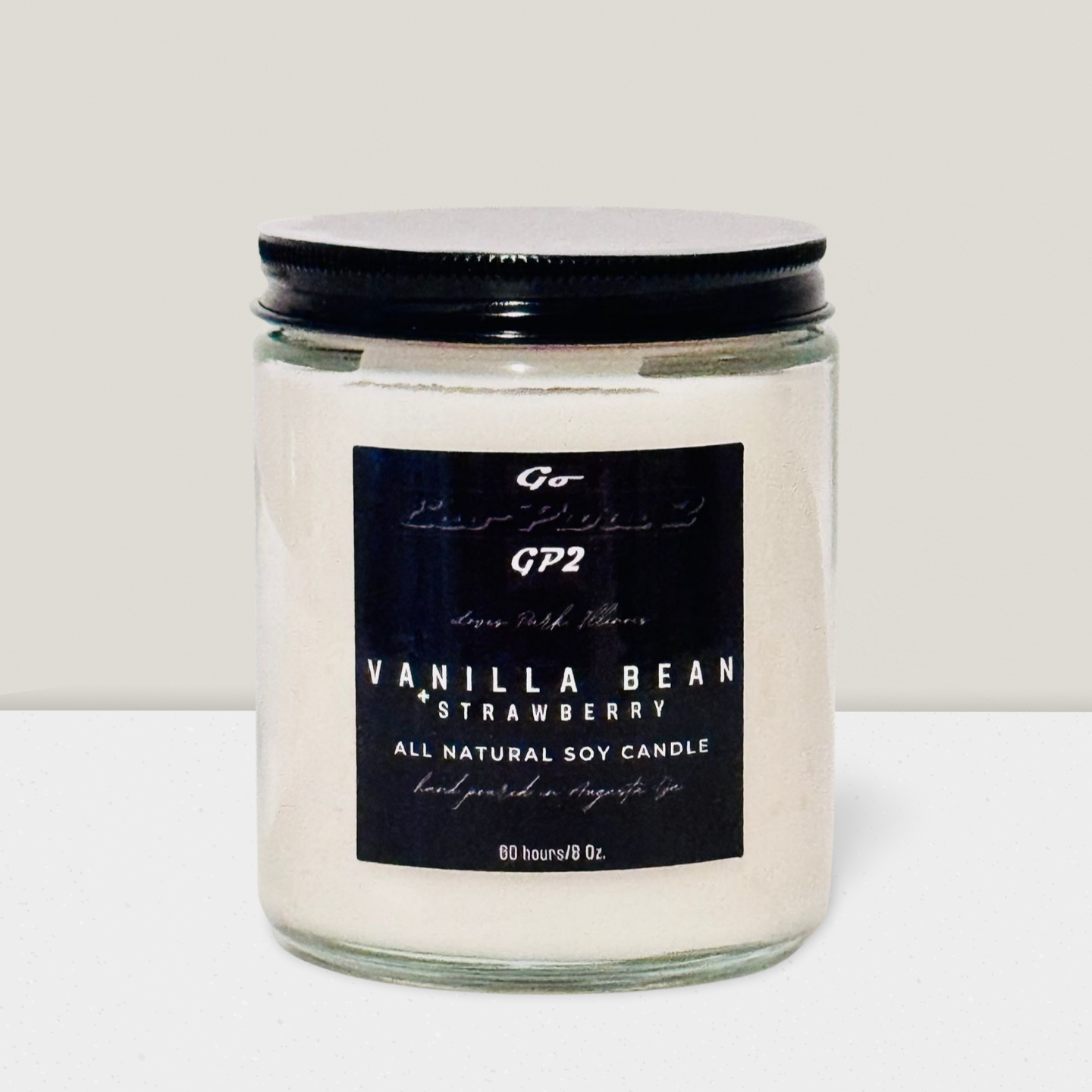 8 oz. all natural soy candle in Vanilla Bean and Strawberry