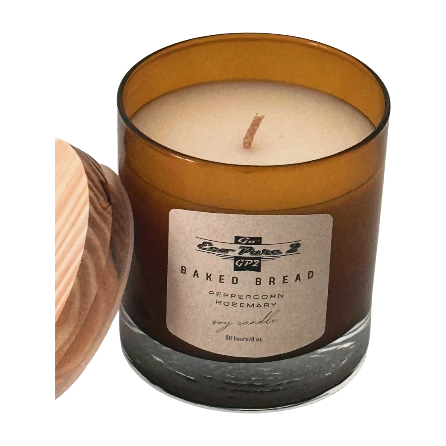 8 oz. Handpoured Soy Candle in Baked Bread, Peppercorn and Rosemary