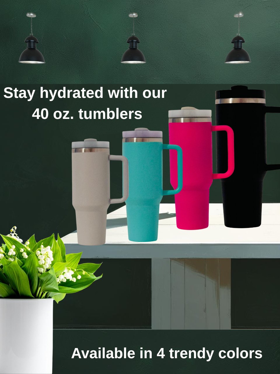 40 oz. stainless steel tumblers