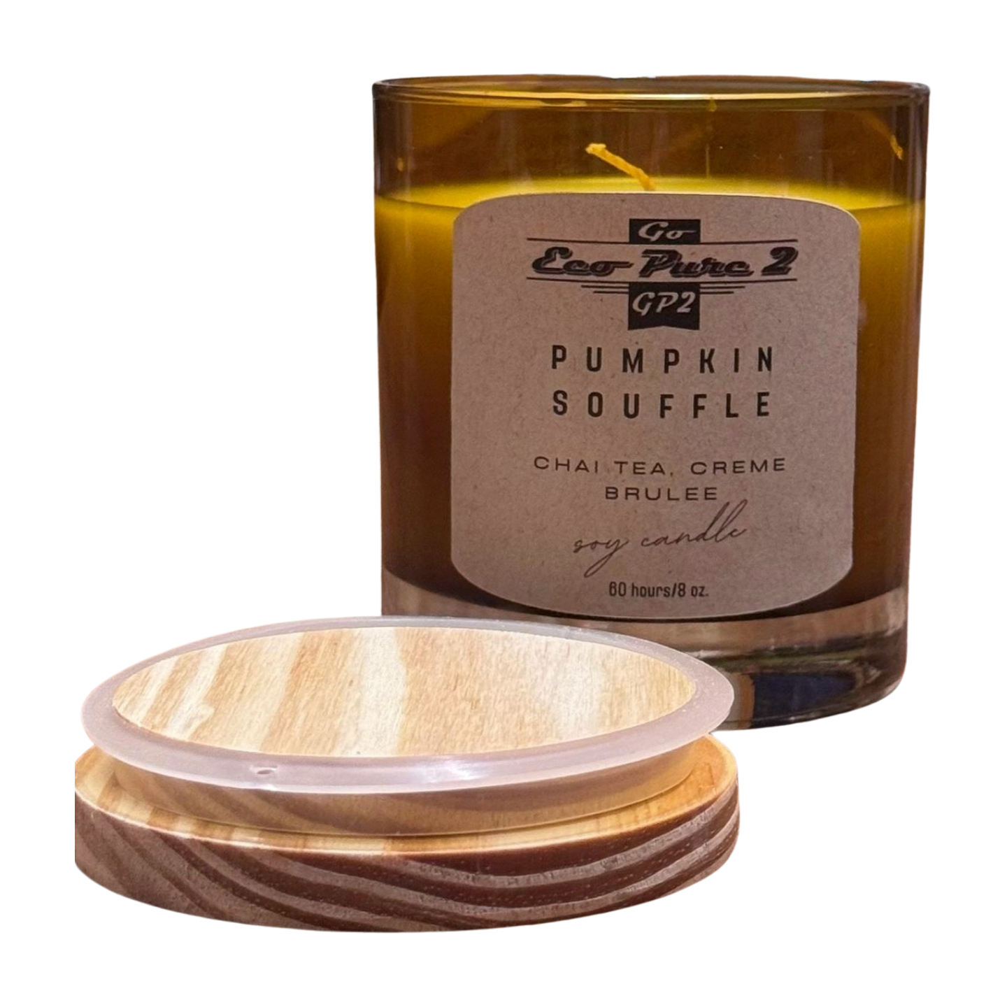 8 oz. Handpoured Soy Candle in Pumpkin Soufflé+chai tea and crème brûlée